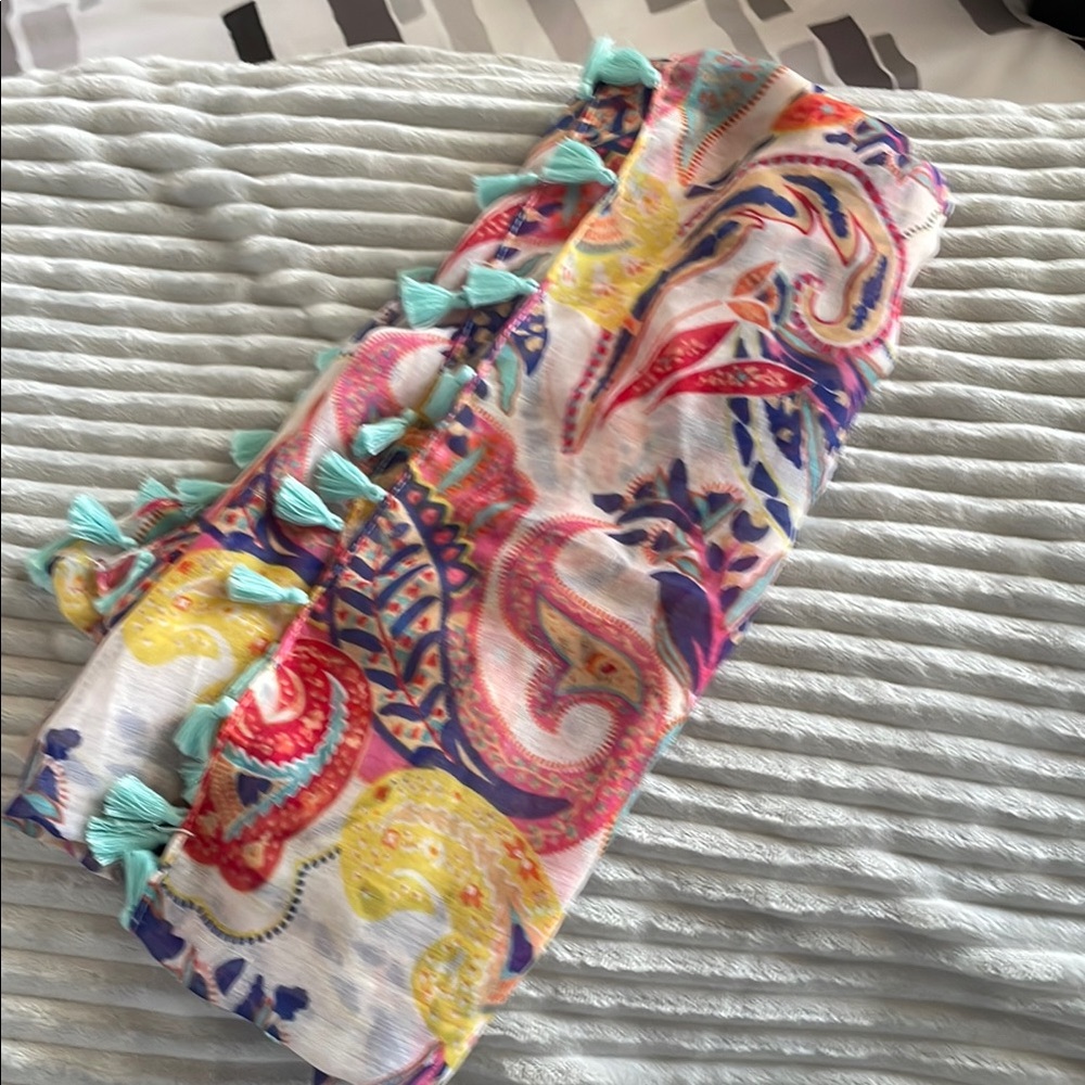 LOFT Multicolor Paisley Scarf with Tassels